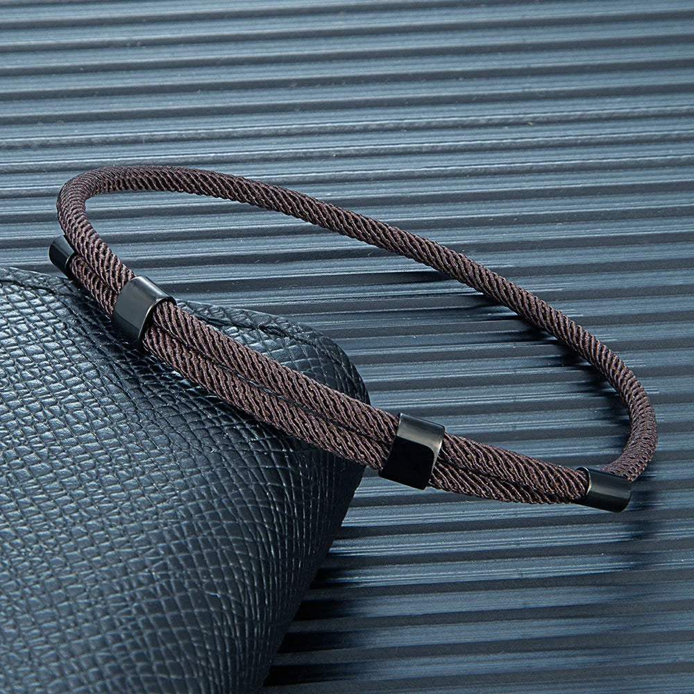 MKENDN Simple Style 3MM Men Women Adjustable Nautical Rope Bracelet Stainless Steel Buckle Accessories Waterproof Jewelry Gifts