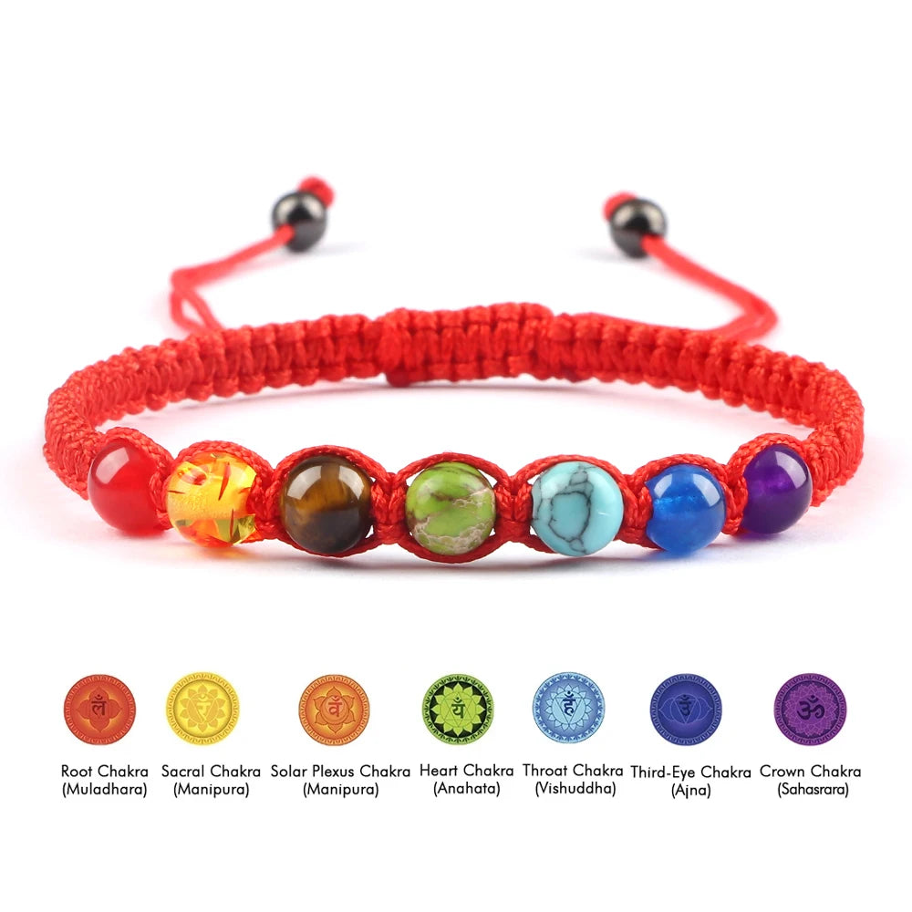 Hand Woven 7 Chakra Bracelet For Men Women 6mm Natural Stone Healing Balance Bracelet Couple 7 Chakra Bead Bangle Prayer Jewelry