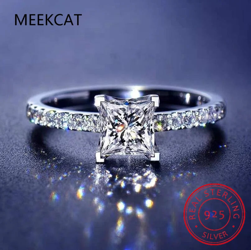 1-2CT Princess Cut Moissanite Engagement Ring VVS D Colorless Solitaire Diamond Promise Bridal Ring For Women Wedding Jewelry