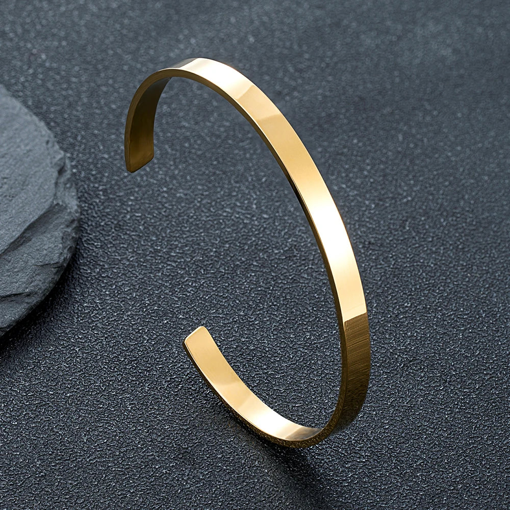 MKENDN Classic Light Luxury Premium Feeling Bracelet Stainless Steel Minimalist Unisex Cuff Couple Jewelry Gifts