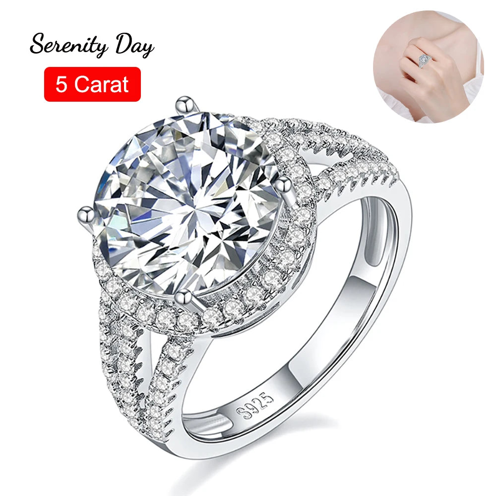 Serenity 5ct D Color Moissanite Rings For Women Men 100% S925 Sterling Silver Plated 18K Lab Diamond Wedding Eternity Rings GRA