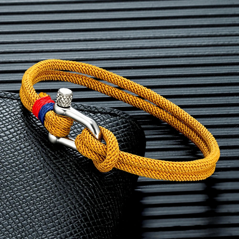 MKENDN Minimalist Lucky Rope Bracelet Stainless Steel Mini U-Shape Shackle Buckle Bracelets for Men Women Couple Gift