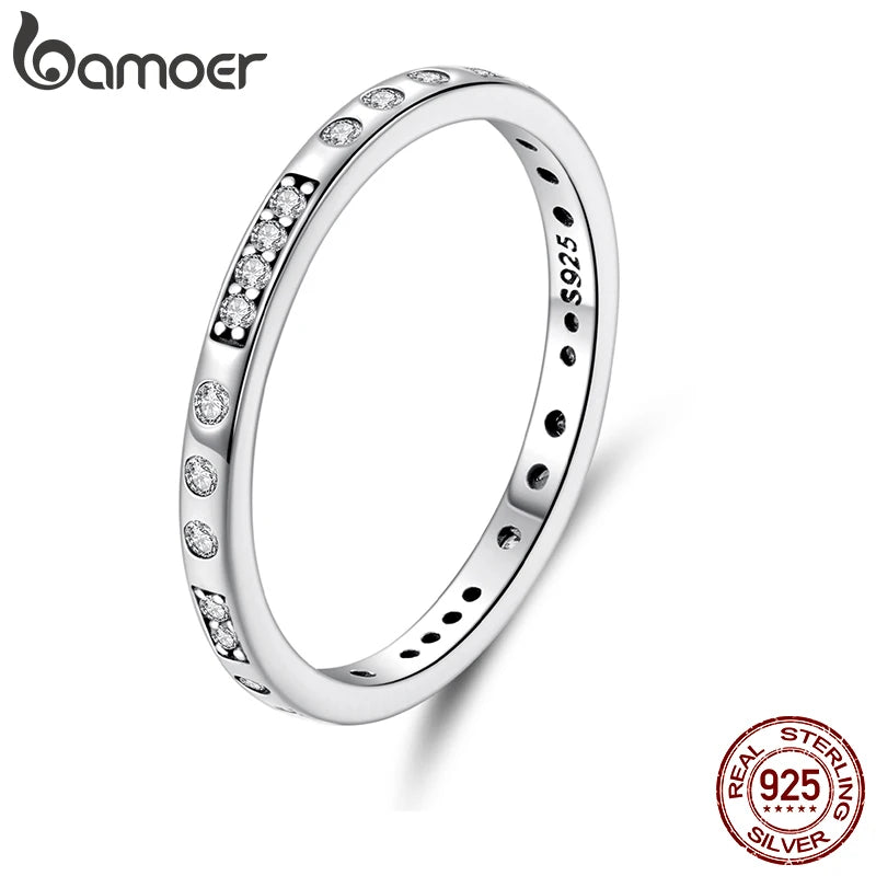 BAMOER 925 Sterling Silber Morsecode-Ring, geheimnisvoller Retro-Liebesring mit runden Zirkonen für Damen, Statement-Schmuckgeschenk