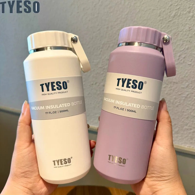 TYESO Insulated Water Bottle Stainless Steel Sport Cup with Handle Portable Travel Mug for Men Women 6-12 Hours Thermal Cold Hot