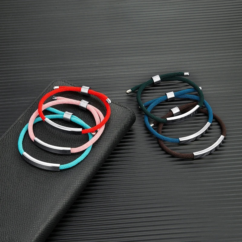 MKENDN Medical Alert Bracelet Personalized Rope Bracelet with Engraving ID & Number Bracelets Minimalist Emergency Jewelry