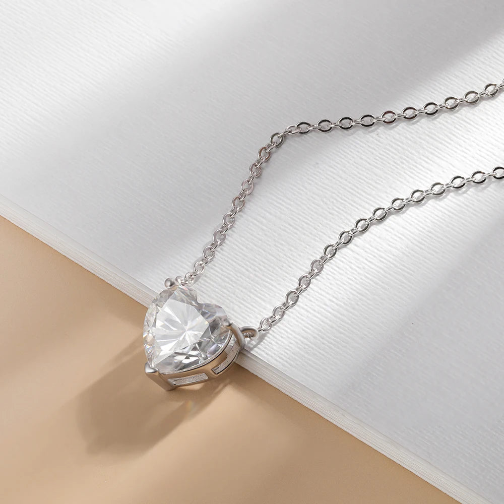 Serenity 2ct 4ct Heart Cut D Color Moissanite Necklace For Women Wedding Bridal S925 Sterling Silver Pendant Necklace Plated 18K