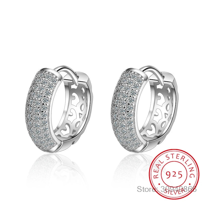 Moissanite Earrings 925 Sterling Silver Ear Buckle Sparking Round Hoop Wedding Jewelry Gift Original for Women D Color