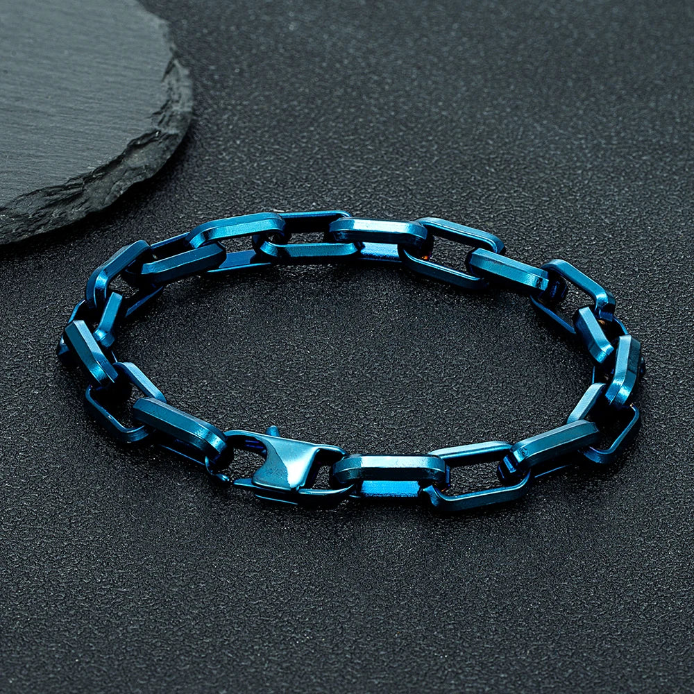 MKENDN Heavy Width 9.2mm Stainless Steel Rectangle Chain Bracelets Cool Cowboy Punk Men Jewelry With Qualified Clasp - Madeinsea©