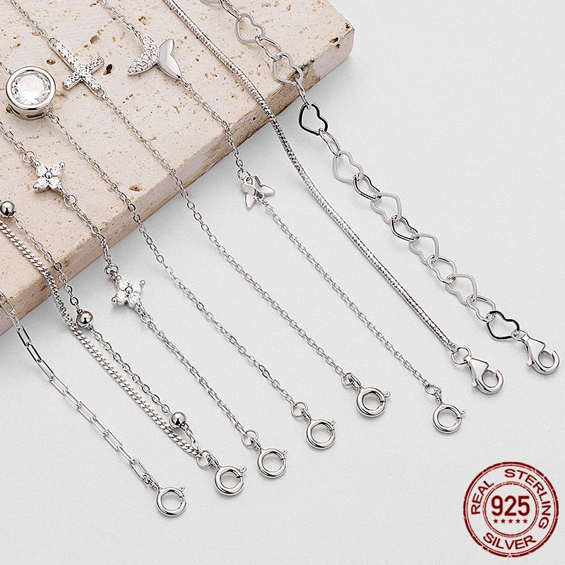 WOSTU 925 Sterling Silver Hot Selling Stacked Chain Bracelets For Women, Butterfly Heart Cross Clover Wrist Link Girl Party Gift