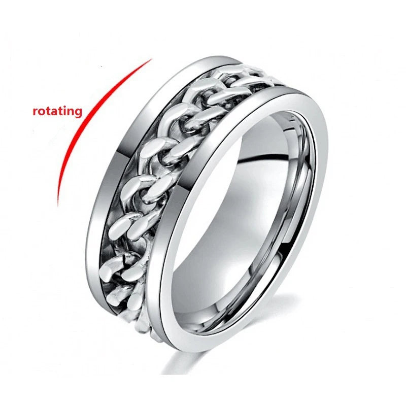 Anxiety Relief Rings with Rotatable Chain