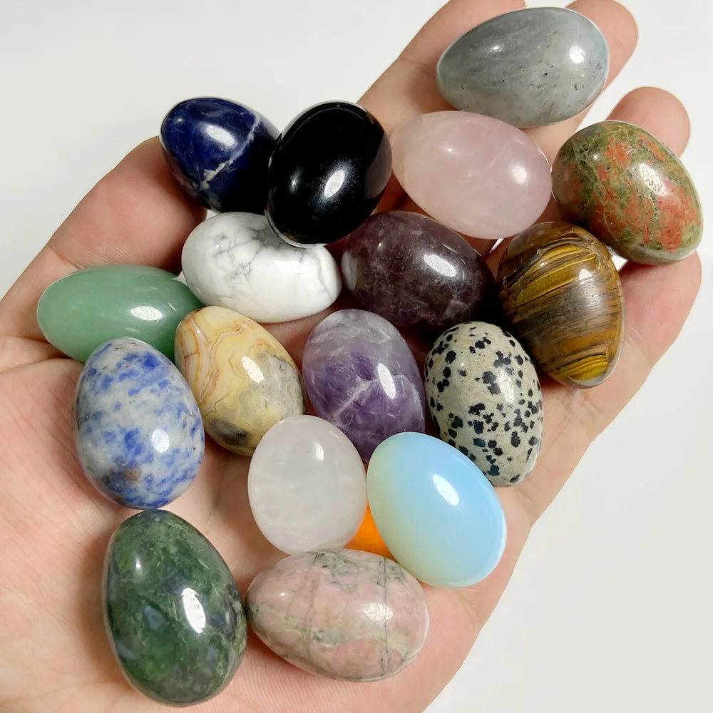 20x30mm Natural Egg Shape Stone Ornament Opal Quartzs Power Minerals Polished Reiki Fish Tank Home Decoration Jewelry Gifts