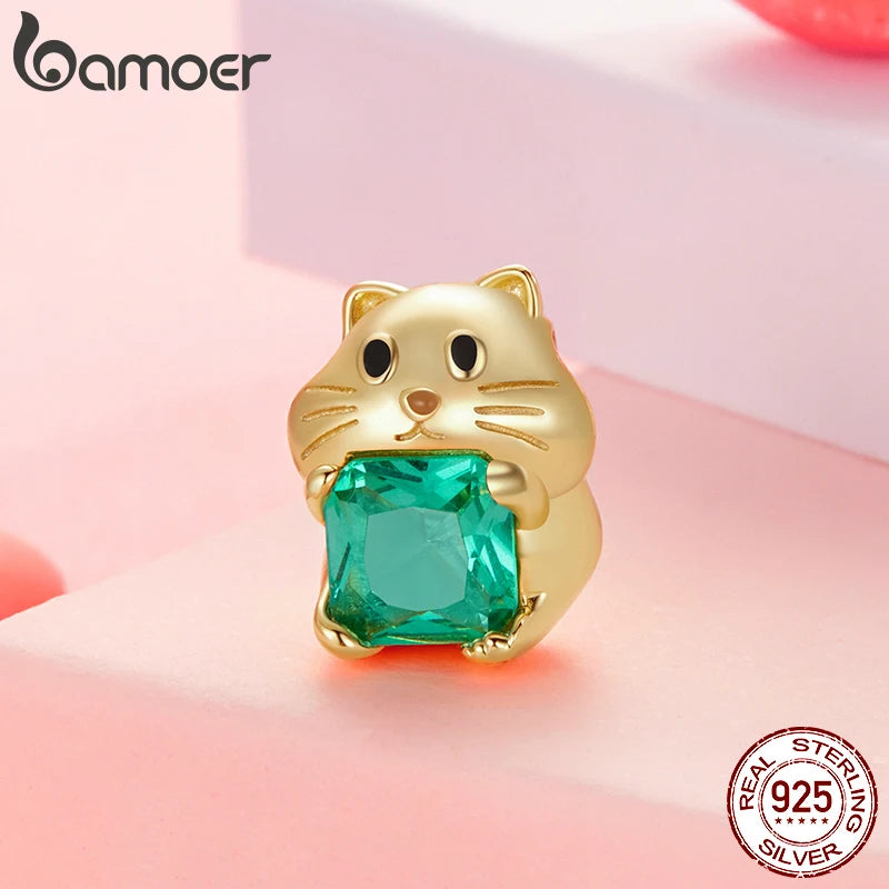 BAMOER Solid 925 Sterling Silver Little Hamster Charm Bead fit Original Bracelet & Necklaces Jewelry DIY bamoer Animal Charm