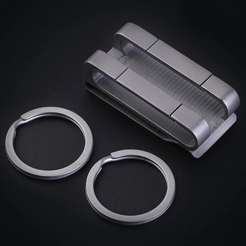 Leichter Titan-Gürtel-Schlüsselanhänger für Herren, luxuriöser Auto-Schlüsselanhänger für Papa, Doppelhaken, zum Aufhängen an der Taille, Schlüsselringhalter, Vatertagsgeschenk