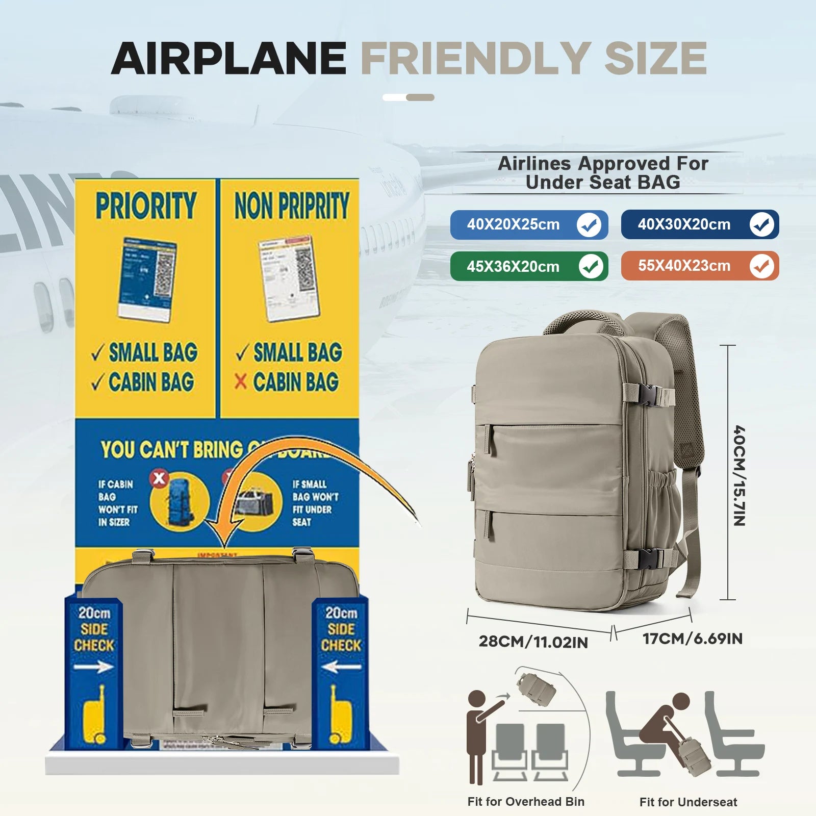 Vacuum Compression Bags Women Men Hand Luggage Ryanair 40x20x25 Trave Backpack, Business Laptop Bag Carry on School Backpack