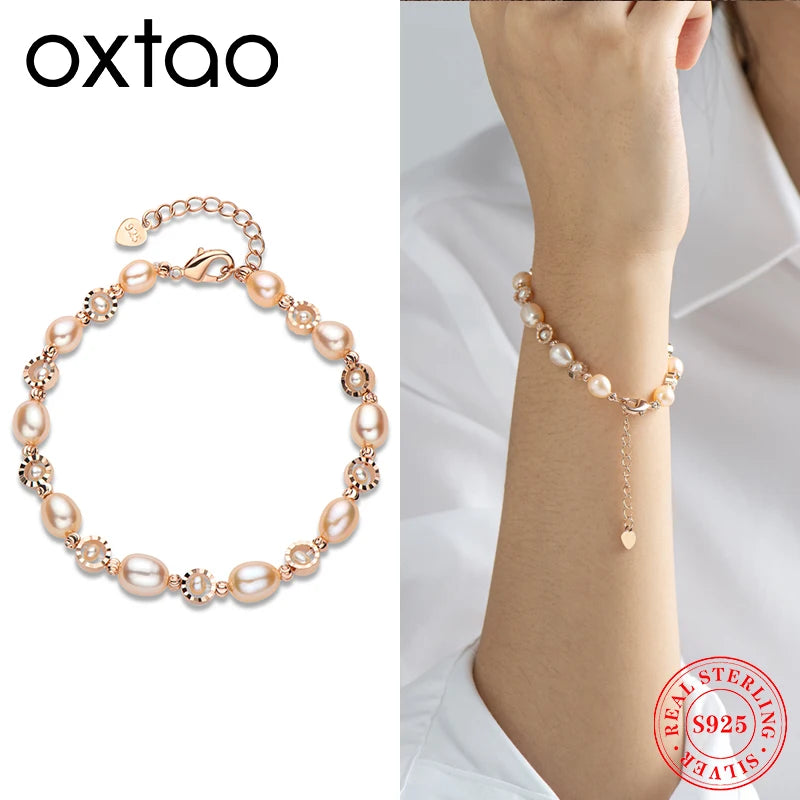 Real Natural Freshwater Pearl Fashion Bracelet Ladies Elegant Bracelet 14K Gold Plated Jewelry Girlfriend Birthday Wedding Gift