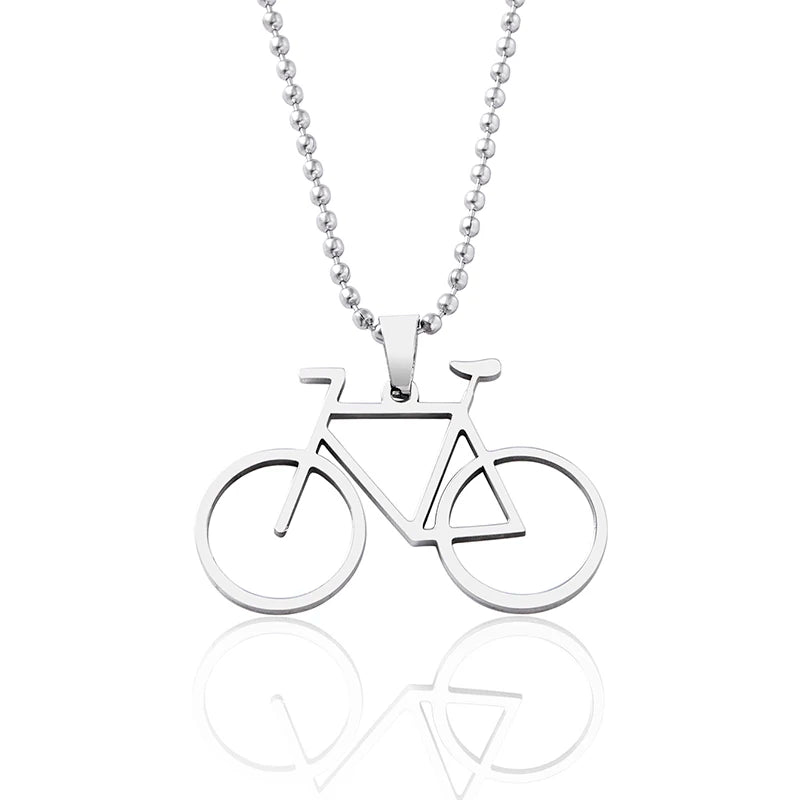 Hip Hop Stainless Steel Hollow Bicycle Pendant Necklace For Men Women Sport Cycle Racing Jewelry
