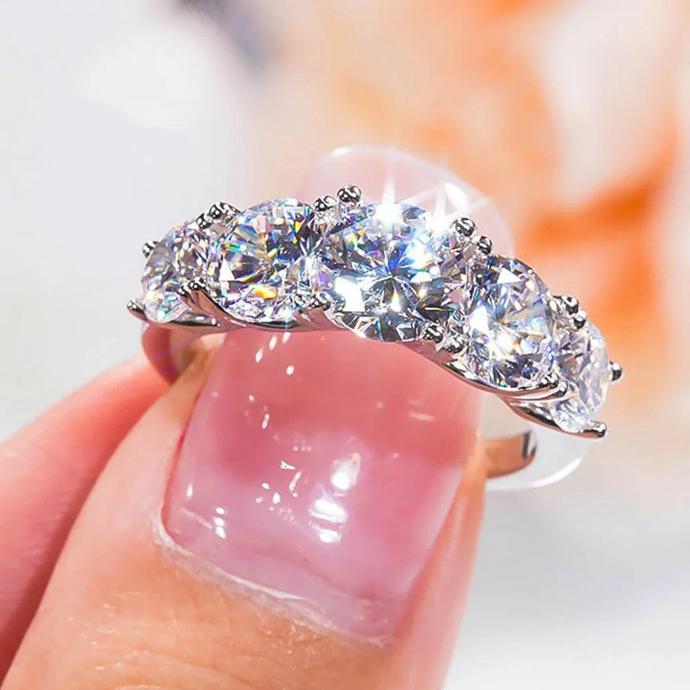 Serenity 3.6ct D Color Moissanite Rings For Women Men Gift 100% S925 Sterling Silver Sparkling Lab Diamond Row Ring Fine Jewelry