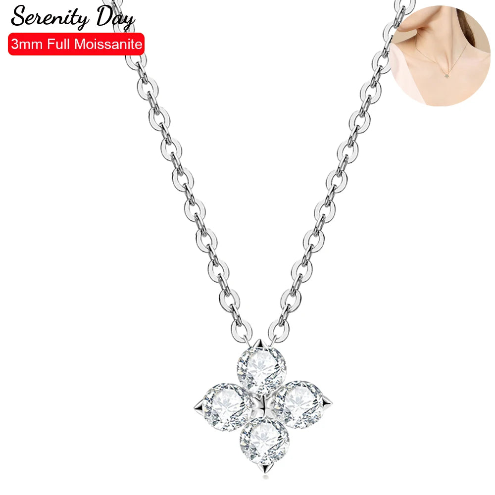 Serenity 3mm D Moissanite Necklace For Women Gift Sparkling Lab Diamond Pendant Necklace S925 Sterling Silver Jewelry Plated 18K - Madeinsea©