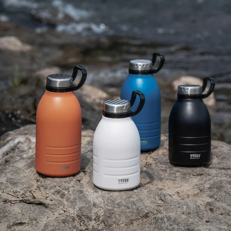 TYESO Stainless Steel Insulated Water Bottle Portable Wide Mouth Thermos for Outdoor Sports Camping & Gym Leak-Proof & Durable