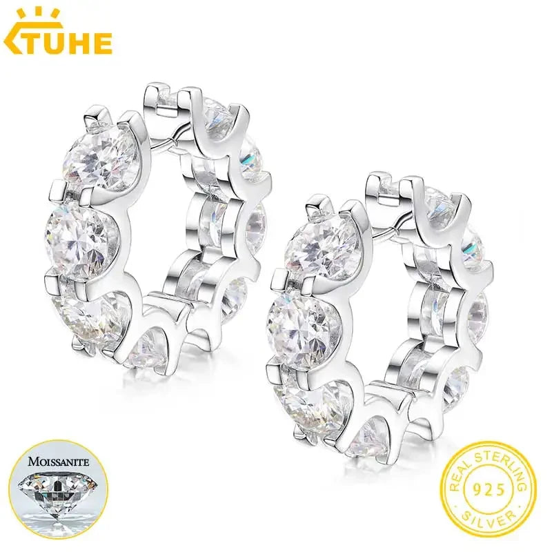 Classic Clip Earrings For Women S925 Sterling Silver Moissanite Earring Fine Jewelry