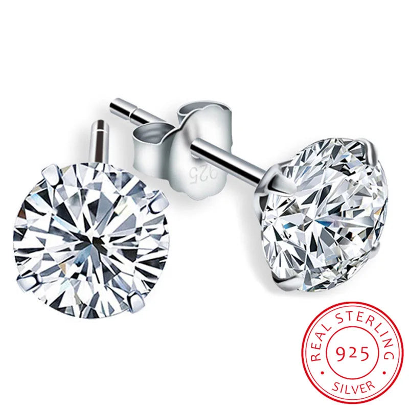 Moissanite D Color Total 0.6ct 1ct 2ct 3ct 4ct 6ct S925 Sterling Silver Stud Earrings for Woman