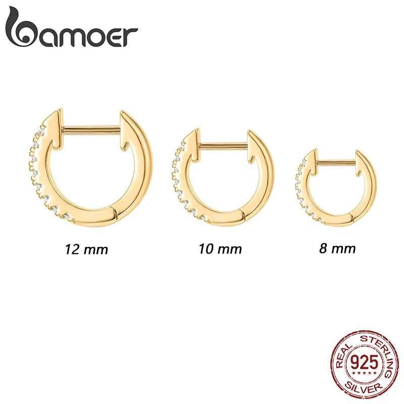 BAMOER 925 Sterling Silver Classic Earrings For Women Small Hoop Earrings Ear Bone aros aretes Huggie Studs SCE498