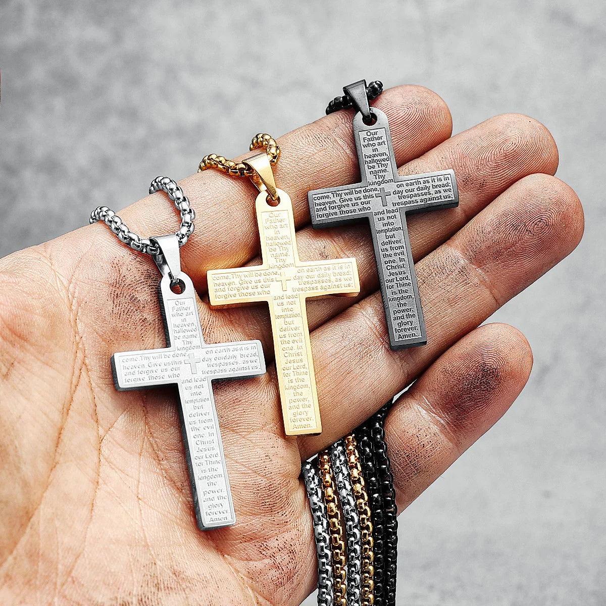 Bible Cross Necklace Scripture 316L Stainless Steel Men Women Pendant Chain Religion Belief for Male Couple Jewelry Best Gift - Madeinsea©