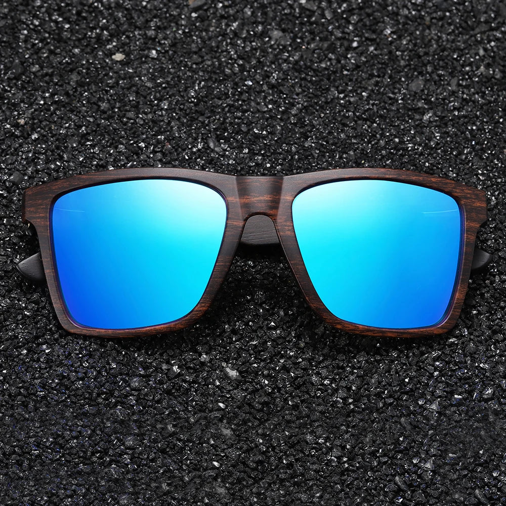 XSW Wood Sunglasses Men Women Polarized Rivet Square Brand Designer Real Wood Temple Sunglasses Vintage Glasses 5515H