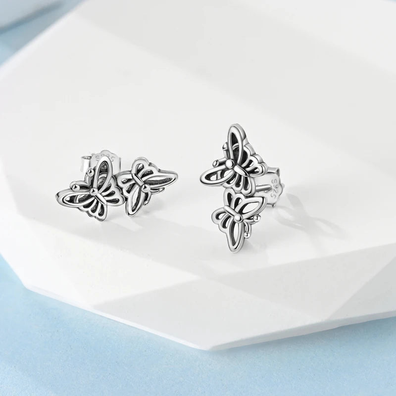 Classic Zircon Stud Earrings For Women Pearl Drop Earring 100% 925 Sterling Silver Butterfly Heart-Shaped Earings Fine Jewelry