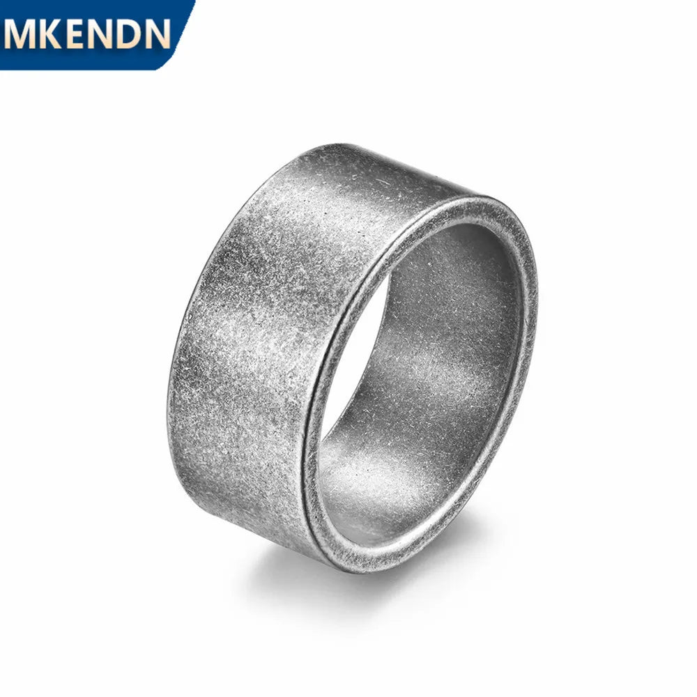 MKENDN Classic Simple Brushed Smooth Stainless Steel Ring Vintage Male Jewelry Accessories Wedding Band 4 Colors
