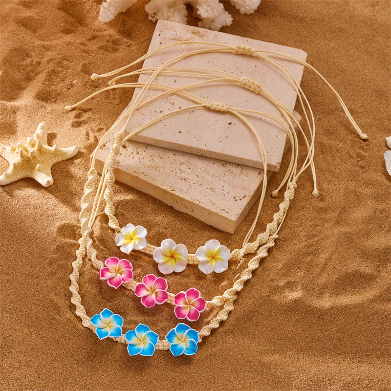 Bohemian Starfish Flower Charm Bracelet For Women Colorful Flowers Letter Soft Clay Pottery Beaded Bracelets Beach Party Jewelry