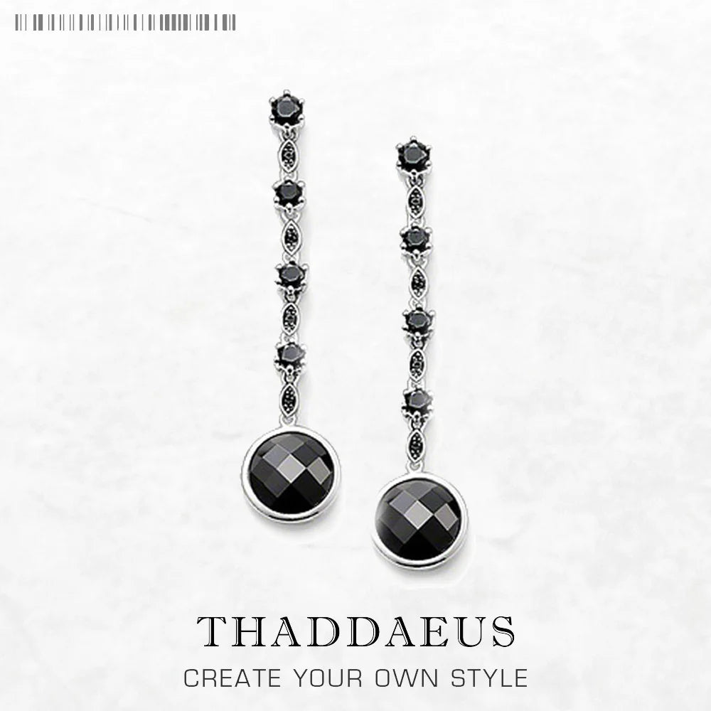 Drop Earrings Black Star,Europe Style Karma Good Fashion Jewelry Bohemia Gift For Women In 925 Sterling Silver