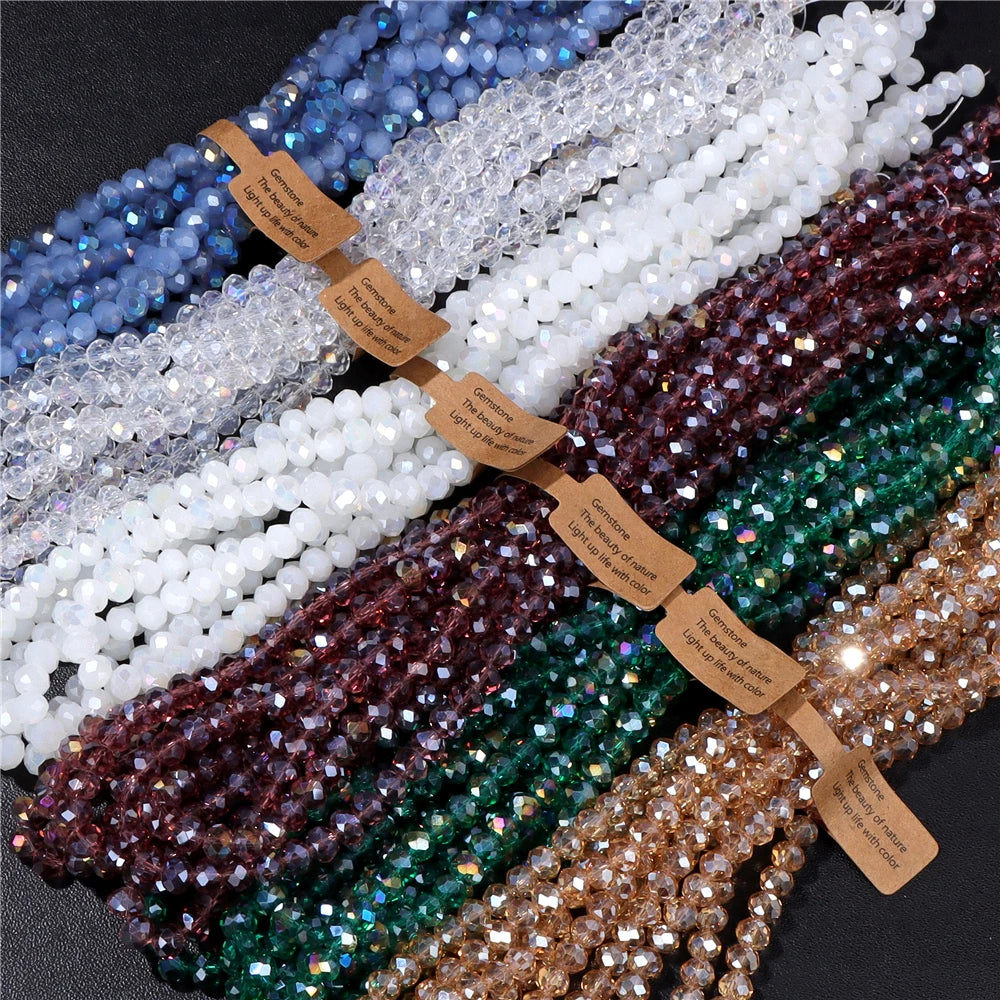 Wholesale 5 strand/lot Faceted Austrian Crystal Bead Rondelle Loose Spacer AB Color Glass Beads For Jewelry Making Accessories