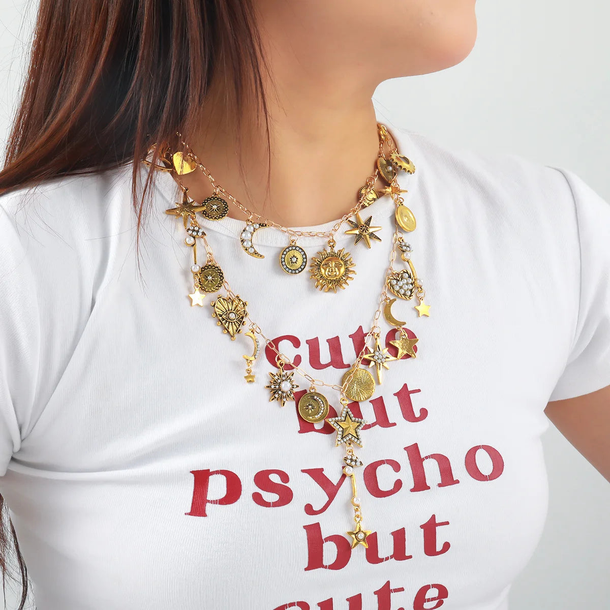 ZAA Exaggerated Beach Shell Sun Star Moon Heart Necklace