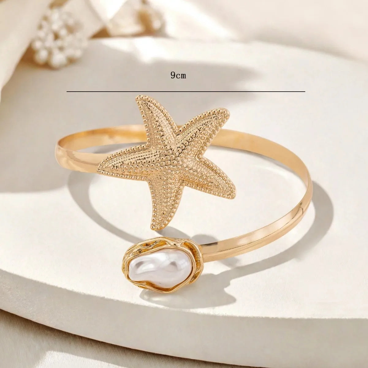 Bohemia Simple Adjustable Upper Arm Cuff Bracelet for Women Starfish Pearl Zircon Leaf Star Moon Open Bangle Girls Party Jewelry