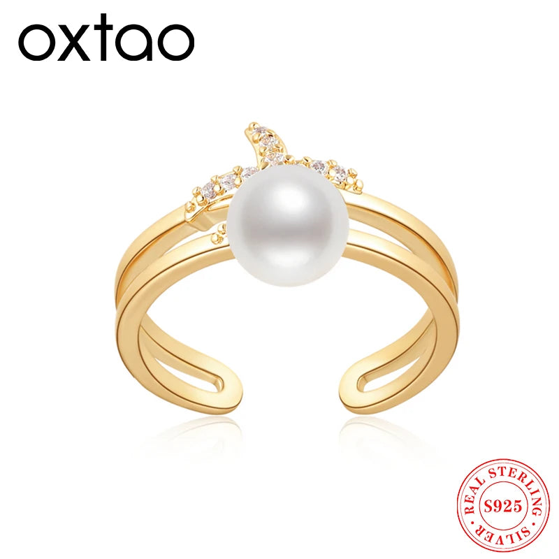 OXTAO 7-7.5 Freshwater Pearl Starfish Ring Adjustable 14K Gold Package Classic Wedding Ring Women'S Wedding Jewelry Gift Daily