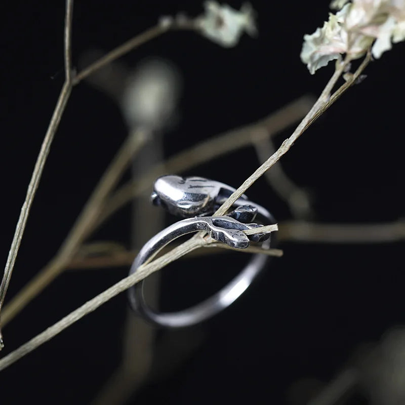 MKENDN 100% 925 Sterling Silver Creative Retro Swallow Bird Rings Punk Street Style Ring for Women Men Animal Jewelry