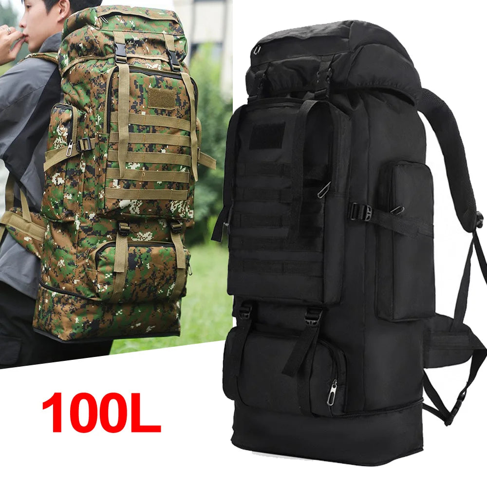 100L Outdoor Camping Backpack Hiking Bag Men's Large Capacity Storage
