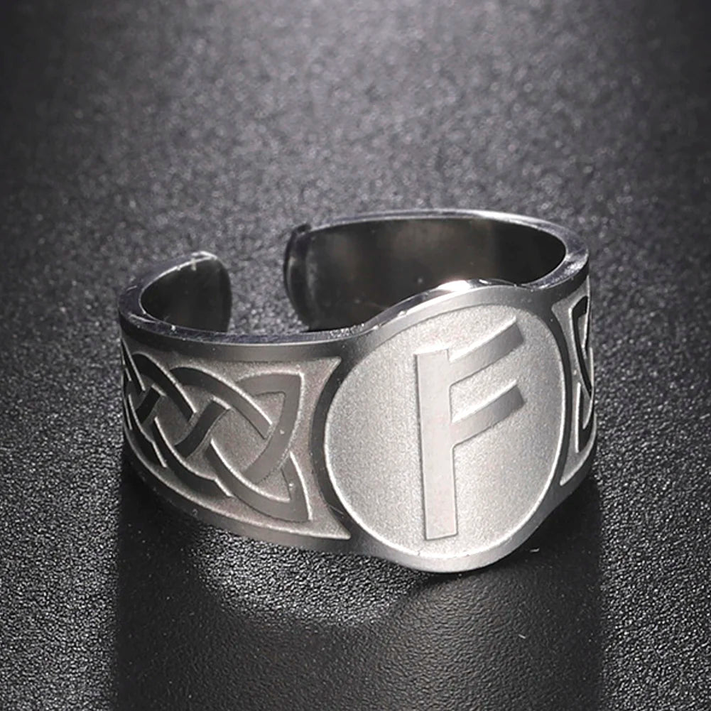 Bague runique Dawapara, nœud celtique Futhark, bague unisexe réglable, rune nordique, symbole scandinave, bijoux en acier inoxydable