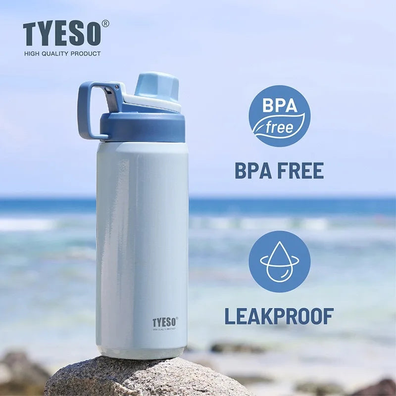 TYESO Insulated Water Bottle Stainless Steel Capacity Portable Tumbler for Outdoor Sports Fitness Travel Leakproof Ice Cold Cup