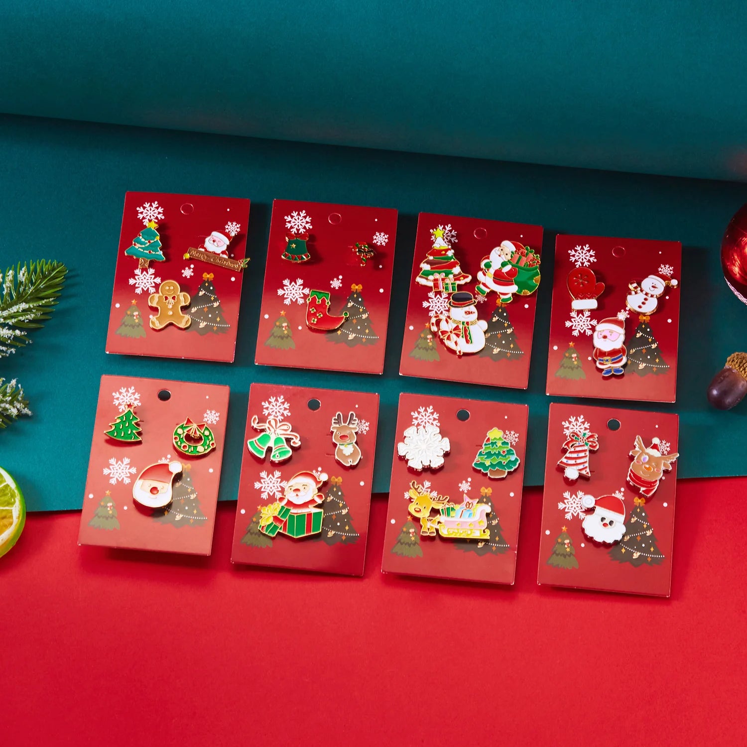 3pcs/set Christmas Brooch For Women Men Santa Claus Bell Elk Snowflake Xmas Tree Snowman Enamel Pins New Year Festival Gifts