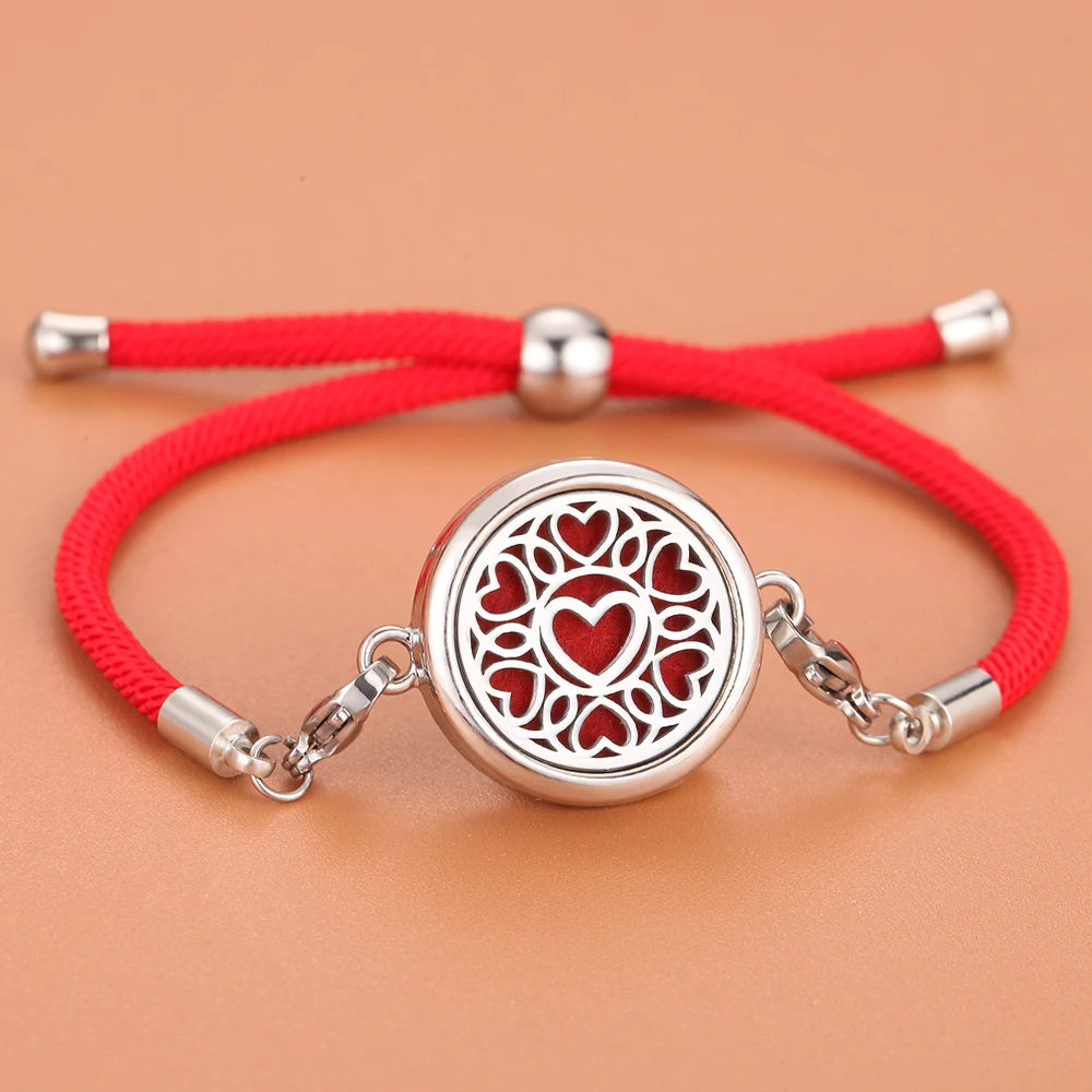 Retro Aromatherapy Essential Oil Diffuser Bracelet Foot Chain Red String Braided Rope Diffuser Locket Bracelet Aroma Bracelets