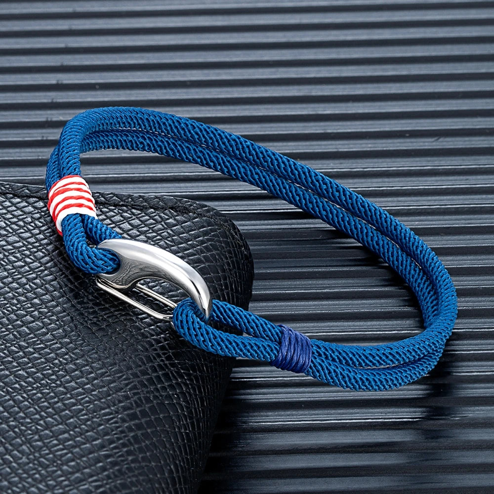 MKENDN Fashion Stainless Steel Lobster Spring Clasp Double Strand Braided Rope Bracelet for Men Women Couple Jewelry Gifts