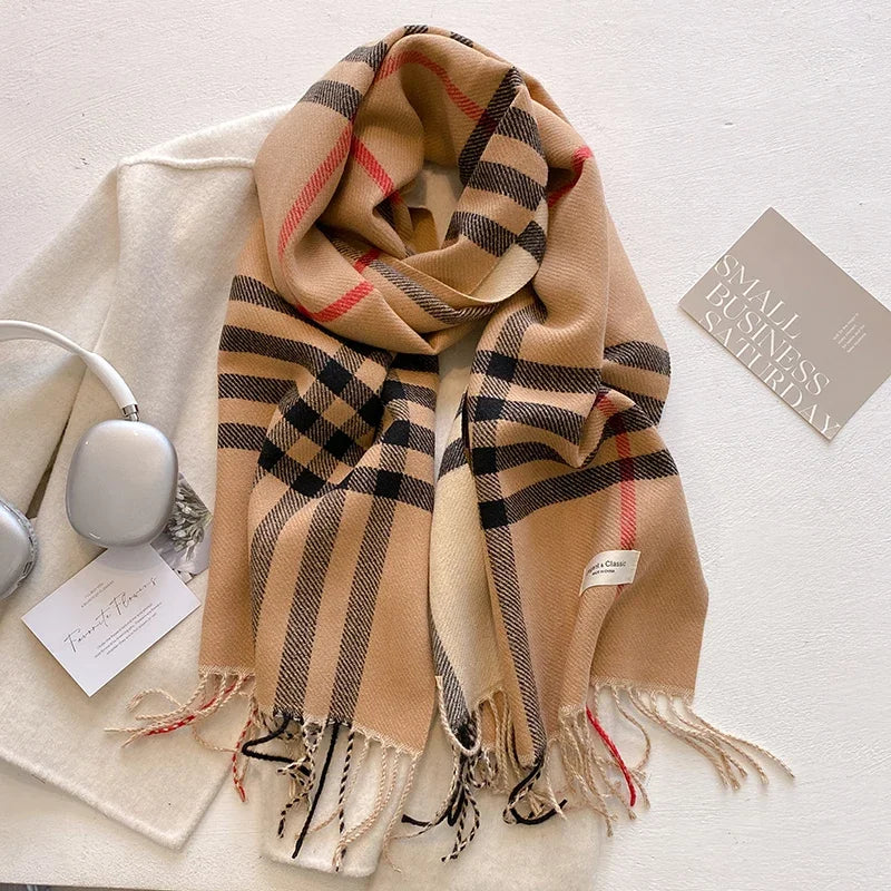 New Autumn Winter Fashion Cashmere Plaid Design Scarf Men Women Warm Thickening Shawl Neckerchief Scarves Bufanda Tassel 2024 - Madeinsea©