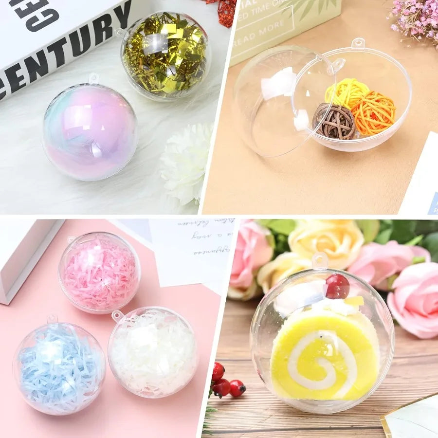 20 Pcs 80mm Clear Plastic Fillable Christmas Ball Ornaments 3.15'' Shatterproof DIY Craft Decorations for Holiday Wedding Birth