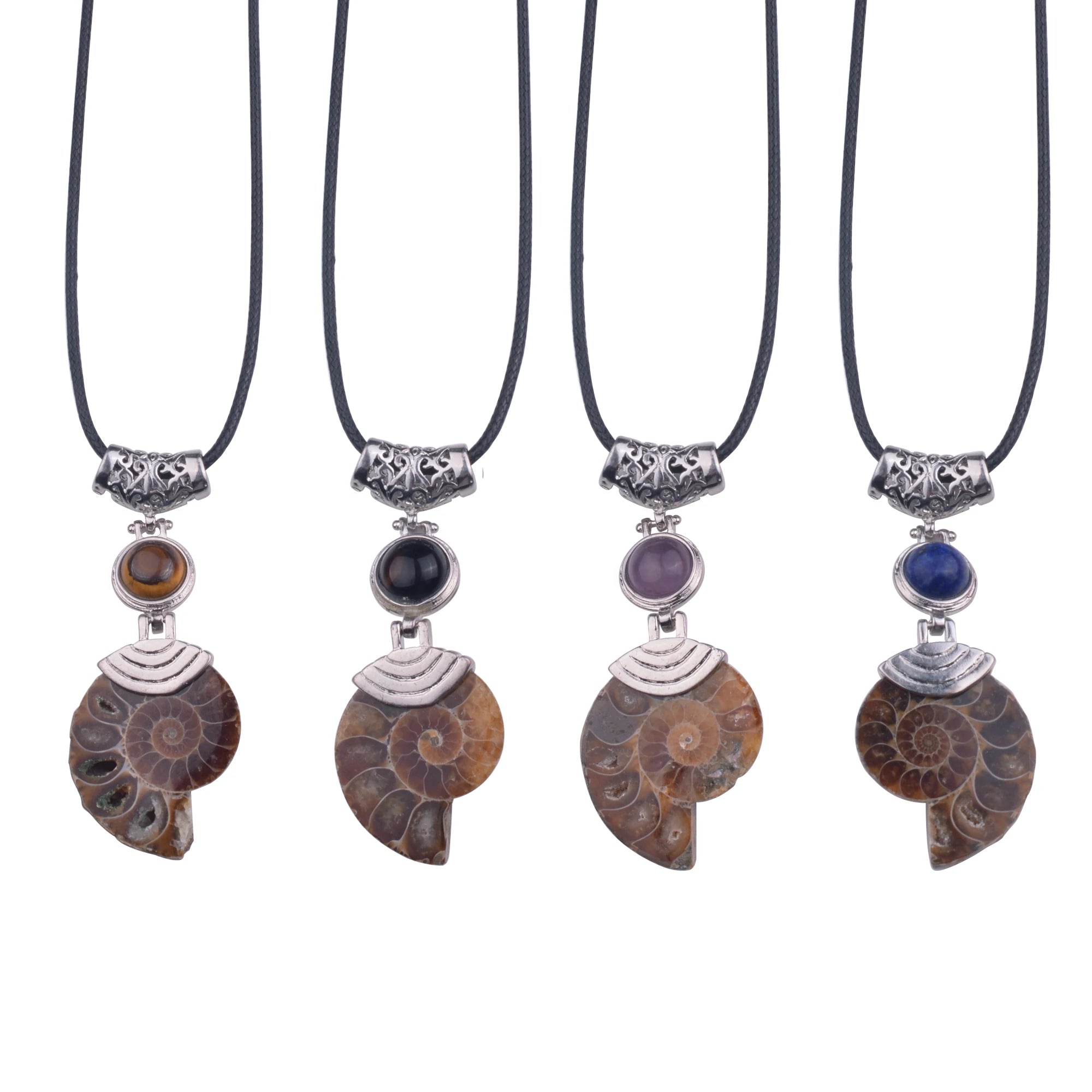 Natural Ammonite necklaces & pendants with Lapis Lazuli Beads Stone Jewelrcollier christmas gifts