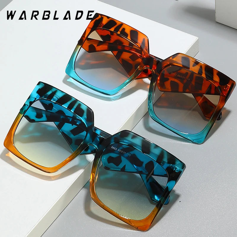 New Oversized Two-color Frame Square Sunglasses Women Retro Trending Luxury Female Eyewear Shades UV400 Sun Glasses Brand Oculus