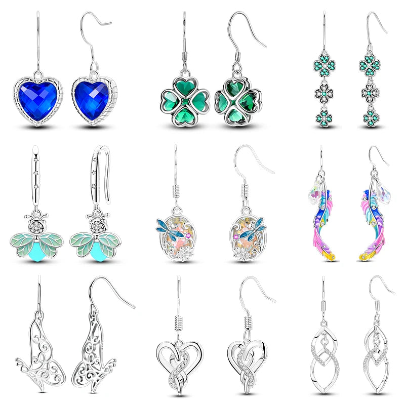 New Style 925 Sterling Silver Gemstone Lucky Four Leaf Clover Earrings Eardrop Simple Fine Jewelry Women Fashion Party Gift