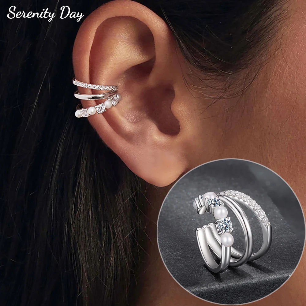 Serenity D Color Moissanite Earrings for Women Gift S925 Sterling Silver Freshwater Pearls Clip Earrings No hole to wear Jewelry - Madeinsea©