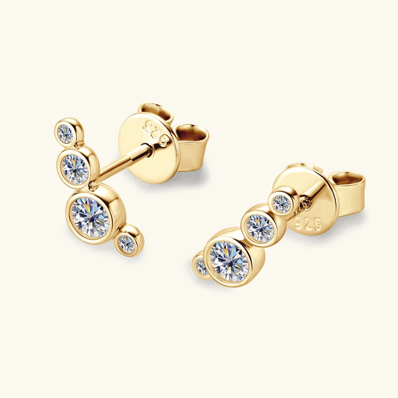 OXTAO D VVS1 Moissanite Stud Earrings For Women Real S925 Silver Studs Earring Glittering Diamond Jewelry Gift GRA Certified